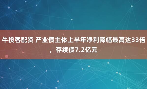 牛投客配资 产业债主体上半年净利降幅最高达33倍，存续债7.2亿元