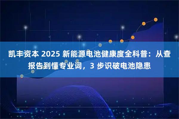 凯丰资本 2025 新能源电池健康度全科普：从查报告到懂专业词，3 步识破电池隐患