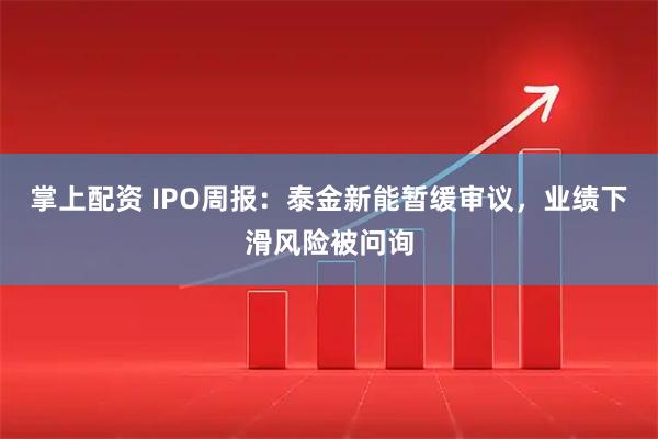 掌上配资 IPO周报：泰金新能暂缓审议，业绩下滑风险被问询