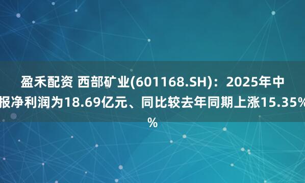 盈禾配资 西部矿业(601168.SH)：2025年中报净利润为18.69亿元、同比较去年同期上涨15.35%
